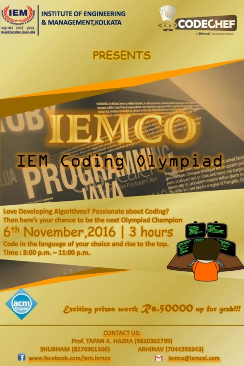 IEMCO - the international coding competition of IEM-UEM group is back with November challenge