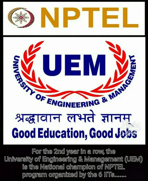 UEM is the National Champion of NPTEL program organized by the IITs