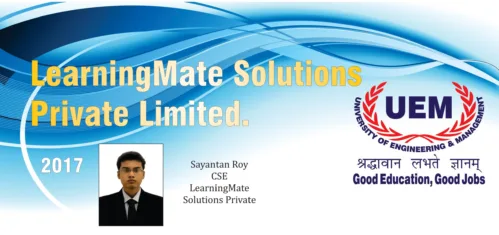 CONGRATULATIONS to Sayantan Roy, 2017 passout student of the UEM, Jaipur for getting job offer from “Learning Mate Solutions Pvt Ltd”…..