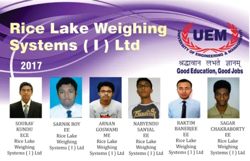CONGRATULATIONS to these students of the UEM, Jaipur for getting job offer from Rice Lake Weighing Systems