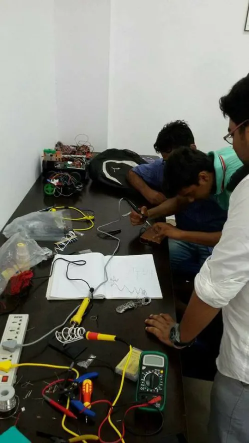 At the Research Laboratory of the UEM, Jaipur, students working way behind their college hours