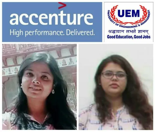 CONGRATULATIONS to Ms. Manisha Mondal and Ms. Deeya Mukherjee, 2017 passout batch students of the University of Engineering & Management (UEM), Jaipur for getting job offer from Accenture……..