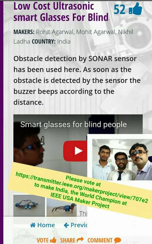 Please vote at https://transmitter.ieee.org/makerproject/view/707e2 to make India, the World Champions of IEEE USA Maker Project.