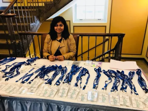 IEM alumnus Aratrika Sarkar, volunteered at the registration desk at the IEEE UEMCON 2017 conference at Columbia University, New York, USA on October 19, 2017