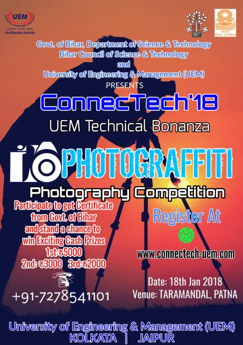 PHOTOGRAFFITI, a Photography Competition will be held at ConnecTech'18 UEM Technical Bonanza