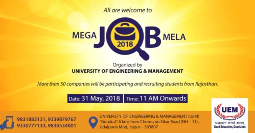 UEM Jaipur is organising the biggest platform for recruitment of fresher graduates and diplomas