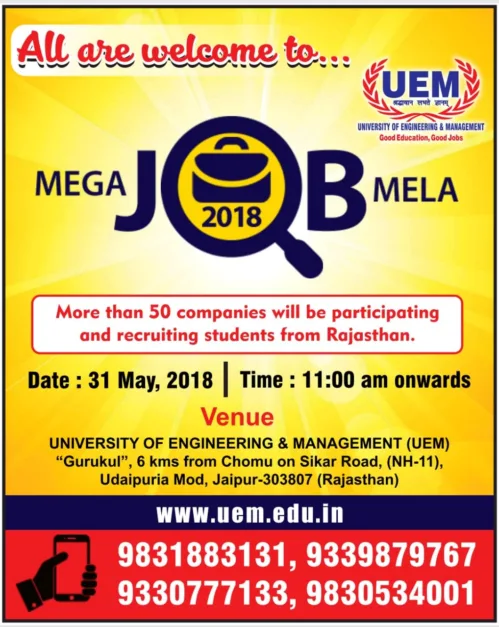 Mega Job Mela 2018 at UEM Jaipur
