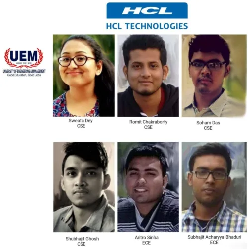 UEM Jaipur students got job offer from HCL Technologies