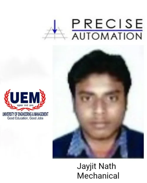 Jayjit Nath, 2018 passout student of UEM Jaipur got job offer from Precise Automation