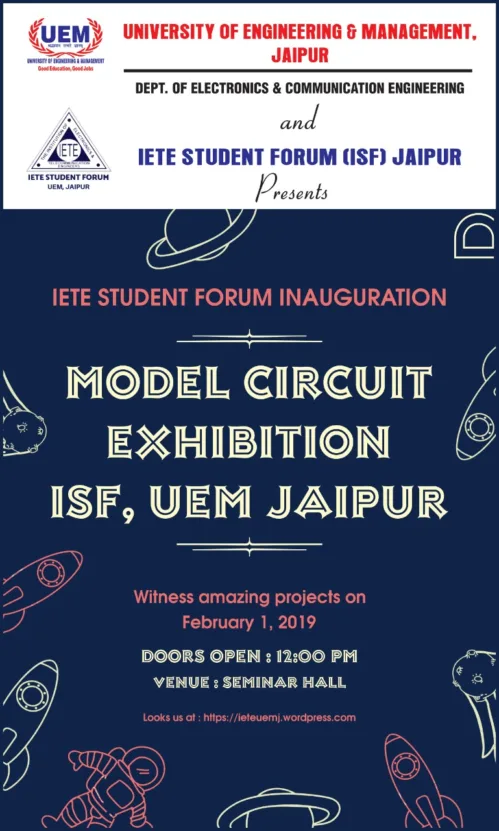 Model circuit exhibition on IETE Student forum on 1st February 2019