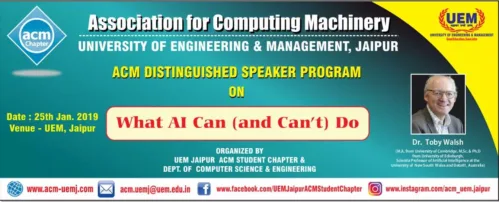 Distinguished Speaker Program by Prof. Dr. Toby Walsh at UEM Jaipur