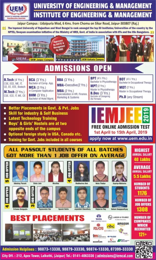 Admissions Open at University of Engineering & Management (UEM)