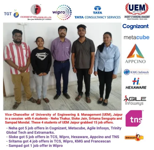 Vice-Chancellor of UEM Jaipur in a session with 4 students of UEM Jaipur