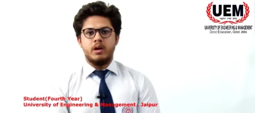 Sparsh Dutta, 4th year student of UEM Jaipur sharing his experience of his college life at UEM Jaipur