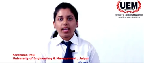 Sreetama Paul 4th Year student of UEM jaipur sharing her experience of her college life at UEM Jaipur
