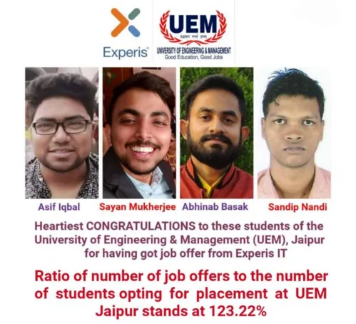 UEM Jaipur students got job offer from Experis IT