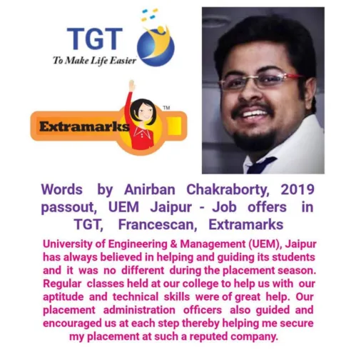 Few words from UEM Jaipur alumnus