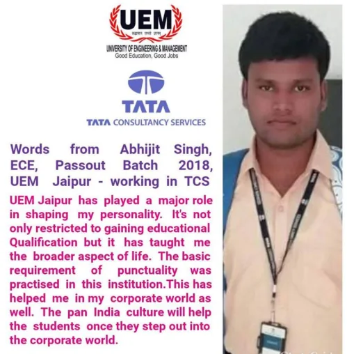 Words from UEM Jaipur alumnus
