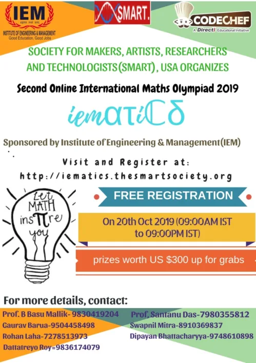 IEMATICS---2nd Online International Mathematics Olympiad sponsored by IEM in association with Codechef