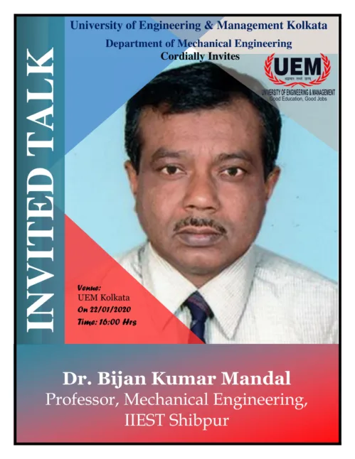 Mechanical Engineering Department of UEM Kolkata has arranged a Technical Talkon 22nd January 2020 on Heat Exchangers