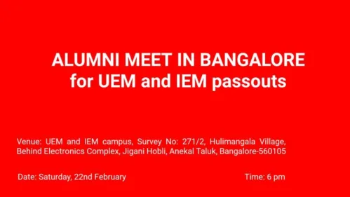 Alumni Meet in Bangalore for UEM & IEM passouts on 22nd February 2020