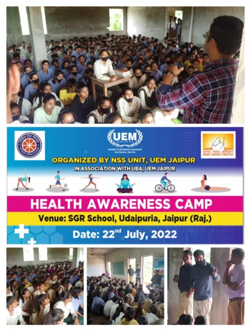 Health Awareness Camp organized by NSS unit of the University of Engineering & Management (UEM), JAIPUR