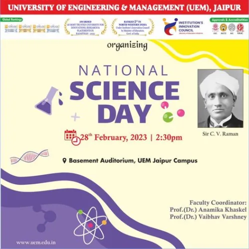 Institution Innovation Council (IIC) of University of Engineering & Management (UEM) Jaipur is organizing an Essay competetion on Eve of "National Science Day"