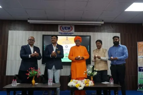 University of Engineering & Management (UEM), JAIPUR is holding the NSS NATIONAL INTEGRATION CAMP 2023 with 200 NSS volunteers from 12 different states of India. Yesterday was the formal inauguration of the event where the chief guest was Swami Sumedhanand Saraswati, Member of Parliament for Sikar District, Rajasthan and the Guest of honour was Dr. S. P. Bhatnagar, Regional Director NSS, Rajasthan.