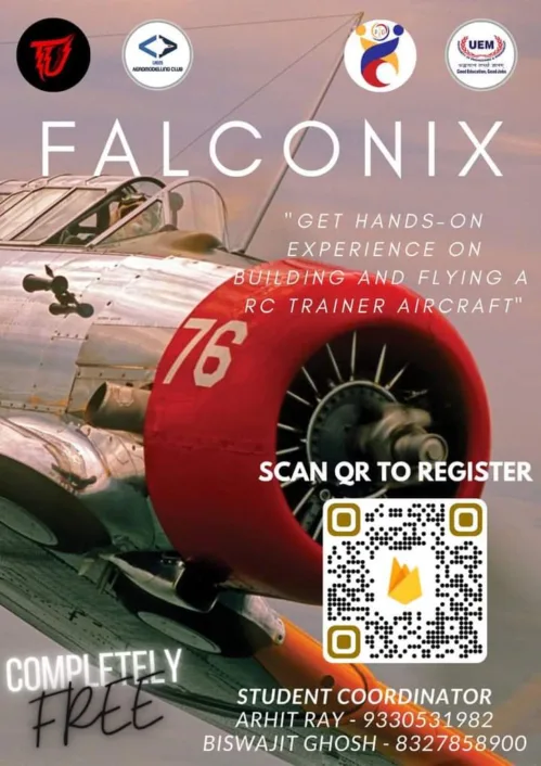 AEROMODELING CLUB, University of Engineering & Management (UEM), JAIPUR initiative - Student members of UEM Aeromodeling Club organised the workshop FALCONIX on 11th and 12th March 2023 as a pre-requisite for upcoming techfest TechUtopia 2023.