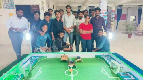 University of Engineering & Management (UEM), JAIPUR. On 19th March 2023, students of ECE Department, UEM JAIPUR organized the Robo Soccer event. The event's primary goal was to make the students capable of designing, building, and modifying a Wireless Bluetooth-controlled robot and learning its corresponding embedded C coding.