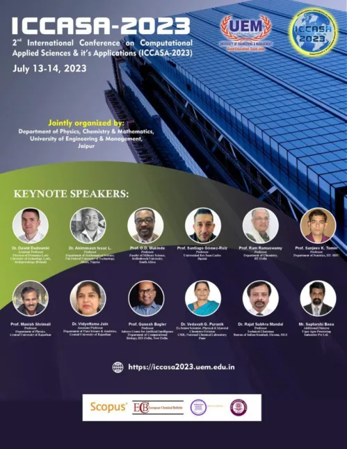 We are thrilled to extend our heartfelt invitation to the 2nd International Conference on Computational Applied Sciences and its Applications (ICCASA 2023) being organized by the University of Engineering & Management (UEM), JAIPUR. This prestigious event will be held on 13th July – 14th July 2023 at the UEM Jaipur campus.