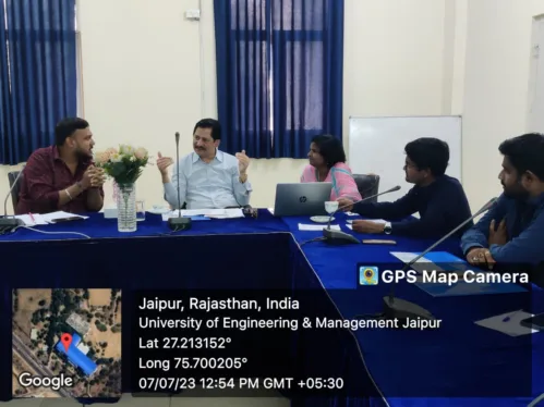 Glimpses of the Board of Studies(BOS) meeting for the Computer Science & Engineering (CSE) department, held on 07.07.2023 at Board Room of the University of Engineering & Management (UEM), JAIPUR.