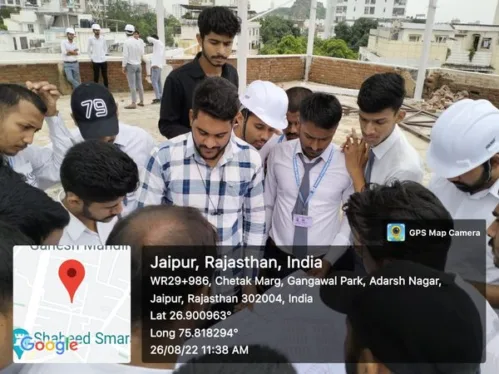 B.Tech and M.tech students of CIVIL Engineering Department, University of Engineering and Management, Jaipur went for a site visit at SMS HOSPITAL Roof Top Truss Construction.