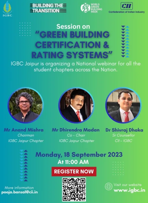 Civil Engineering Department, University of Engineering and Management, Jaipur participated in a National Webinar organised by Indian Green Building Council (IGBC)