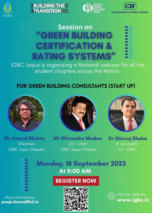 Civil Engineering Department, University of Engineering and Management, Jaipur participated in a National Webinar organised by Indian Green Building Council (IGBC) as a part of IIC activities on 18.09.2023.