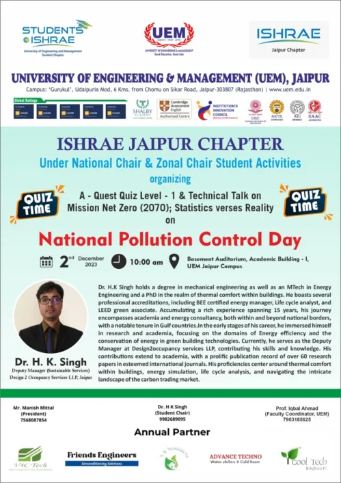 IIC Celebration Activity on National Pollution Control Day - 02nd Dec 2023