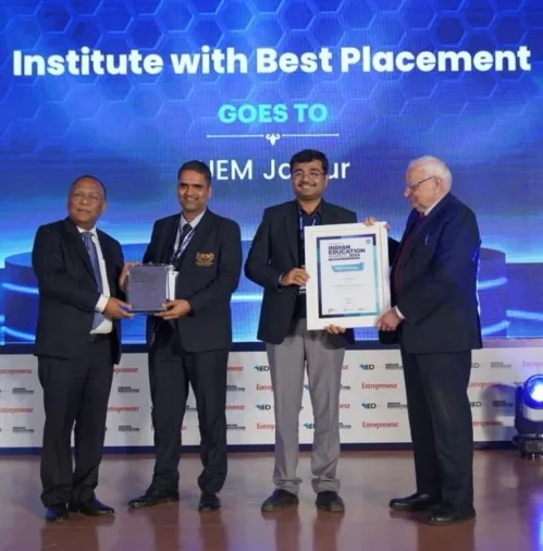 The IEM-UEM Group was awarded the “Institute with Best Placement” by Entrepreneur India Network.
