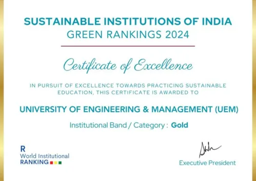 University of Engineering & Management (UEM) Jaipur has been rated as a Sustainable Institutions of India by R. World Institutional Ranking