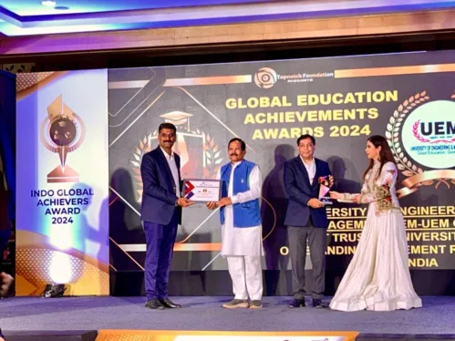 University of Engineering and Management Jaipur has received the award for GLOBAL EDUCATION ACHIEVEMENT AWARDS 2024