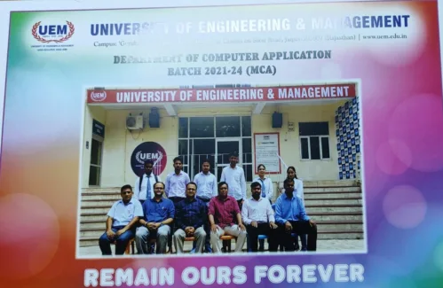 Batch Photo of BCA & MCA - 2024 passing out batch of the University of Engineering & Management (UEM), Jaipur.