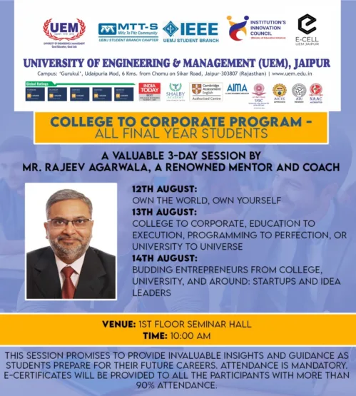 Day 1: "College to Corporate Program for All Final Year Students"