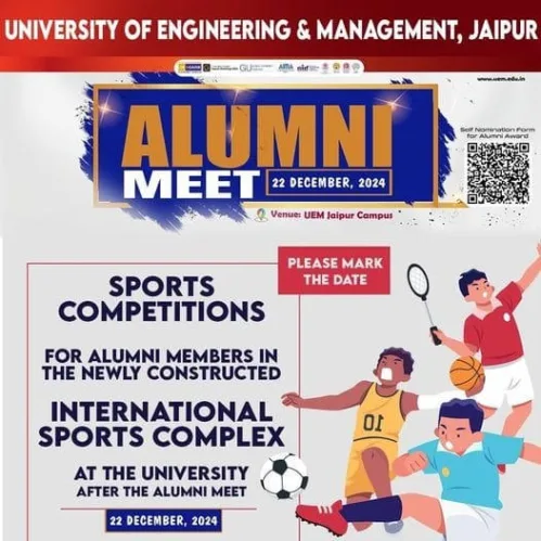 The alumni members of UEM JAIPUR, we will be having Alumni Meet on 22nd December, 2024 at our University campus.