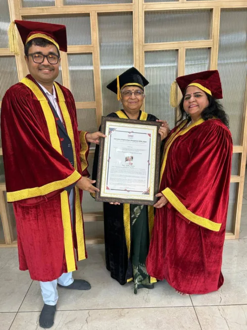 The University of Engineering & Management (UEM), Jaipur, takes immense pride in conferring the Honoris Causa (Doctor of Engineering – D.Engg.) upon Smt. Sudha Murty, in recognition of her unparalleled contributions to philanthropy, education, social welfare, and nation-building.
