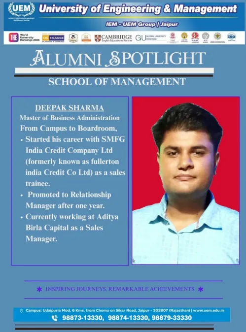 Alumni Spotlight: Deepak Sharma MBA | IEM-UEM Group | Jaipur