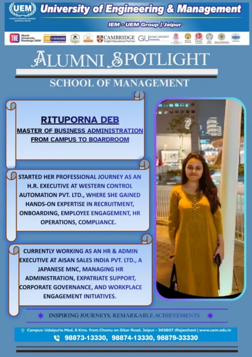 Alumni Spotlight: Rituporna Deb H.R | IEM-UEM Group | Jaipur