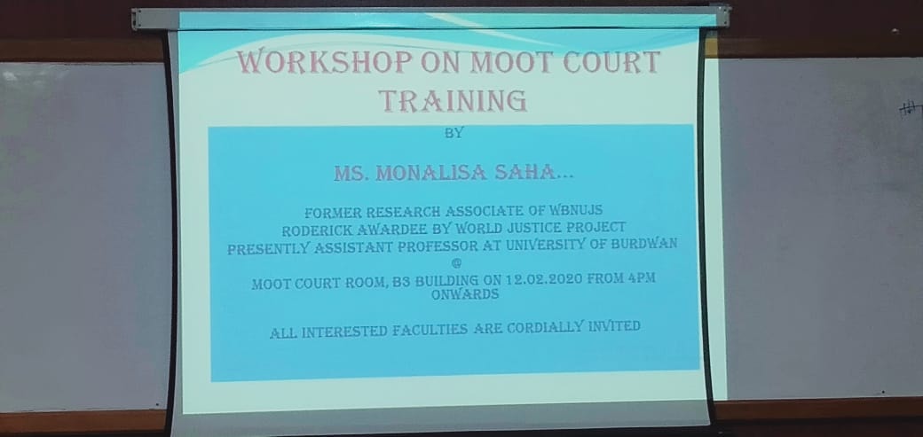 Few glimpses of workshop on Moot Court Training arranged by the Department of Law, IIIJS, UEM Kolkata