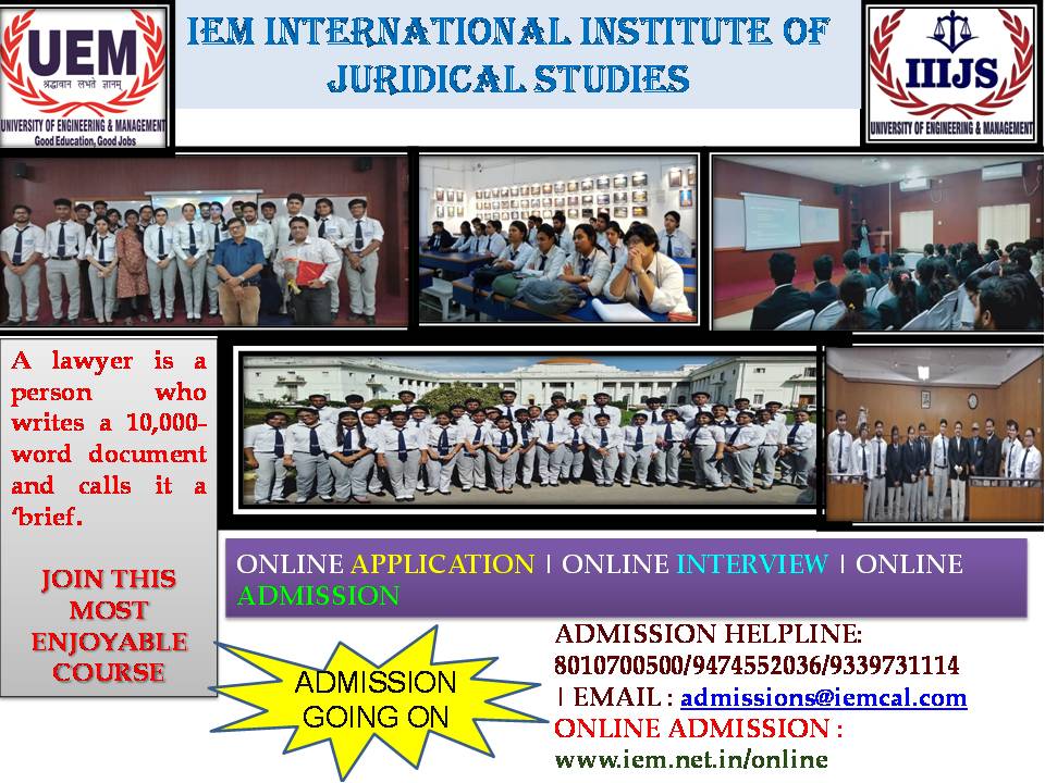 Online admission for BBALLB 5 years Integrated Course is going on at UEM Kolkata