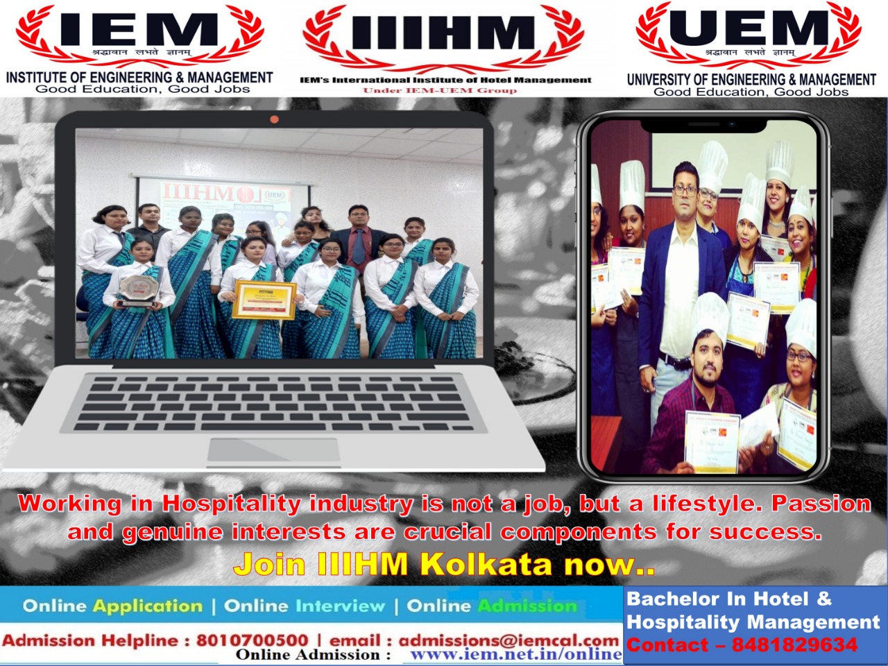 Online admission going on BHM department at UEM Kolkata