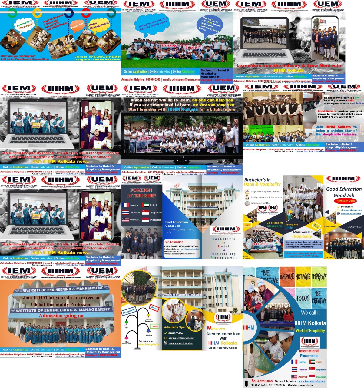 Online admission going on BHM department at UEM Kolkata