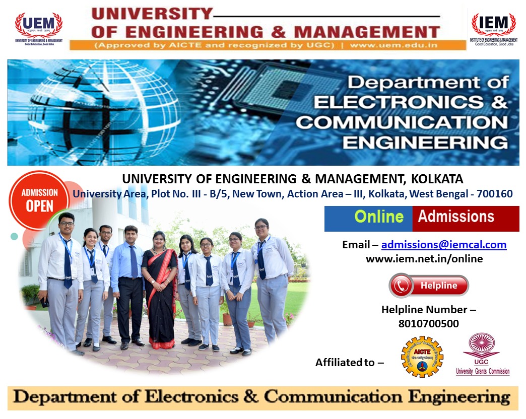 Online admission going on in Department of Electronics & Communication Engineering at UEM Kolkata